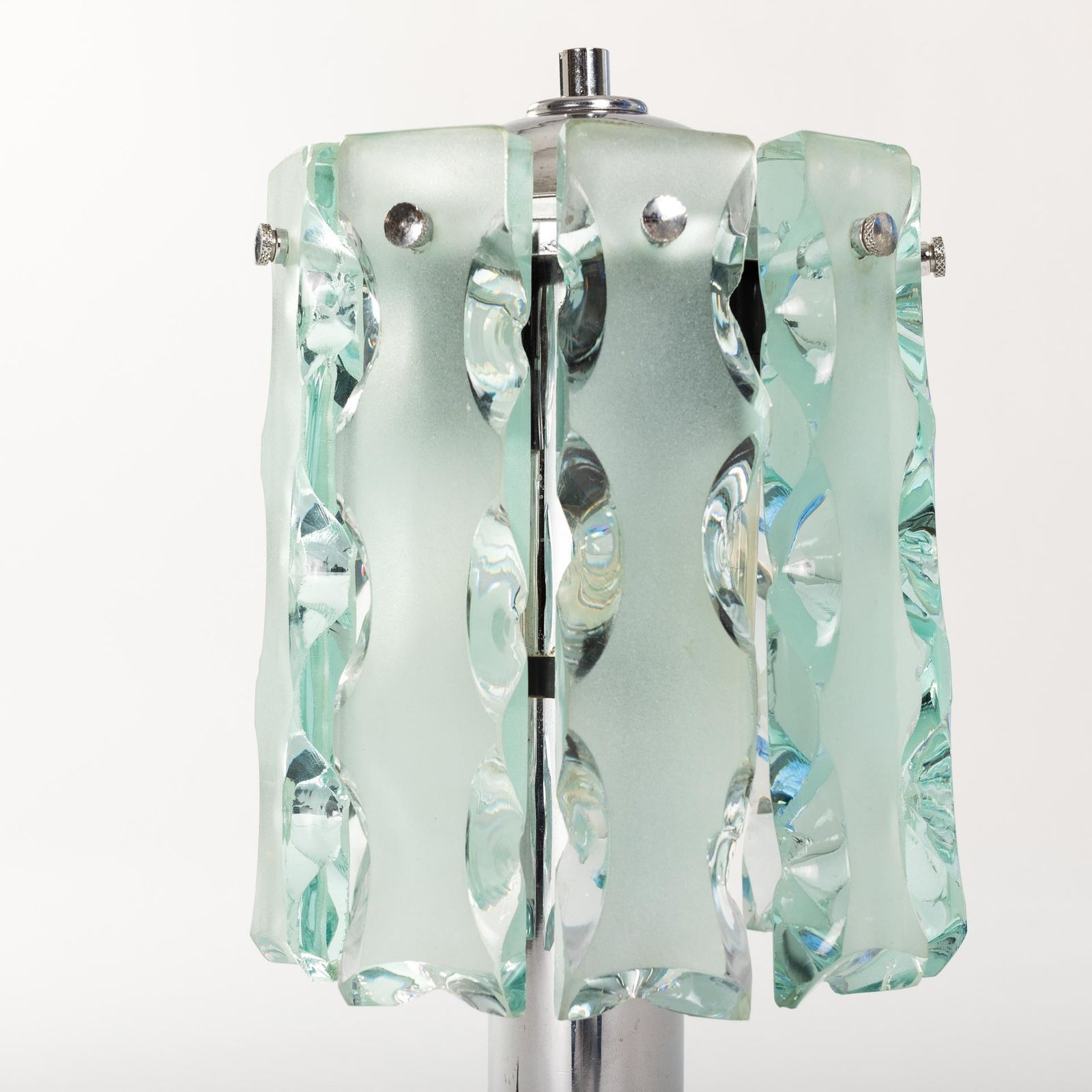 Italian Mid Century Fontana Arte Table Lamp Zero Quattro With Green Glass Blades photo 1547.0