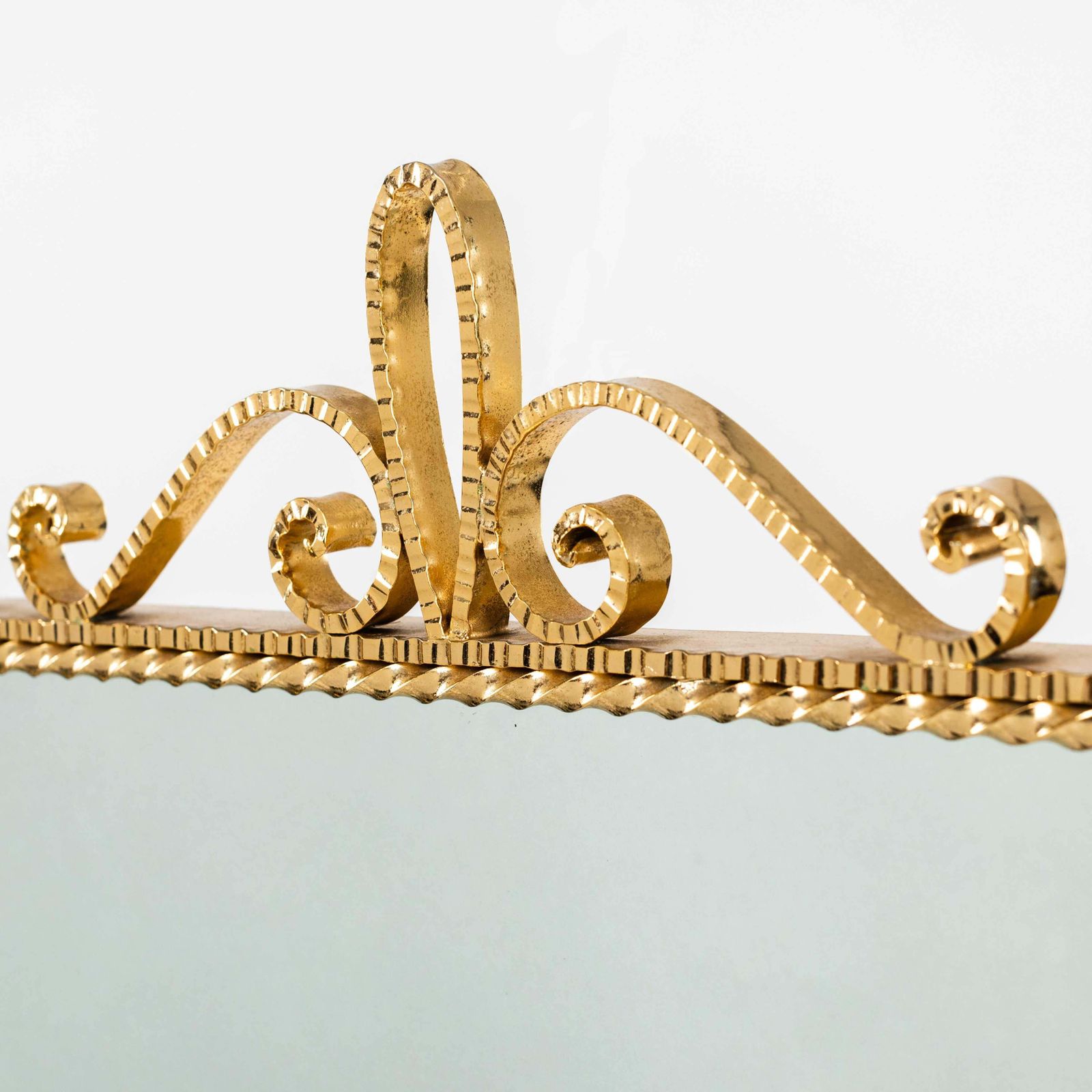 photo furniture Italian Stylized Conical Midcentury Mirror Iron Gilded By Luigi Colli 1950s