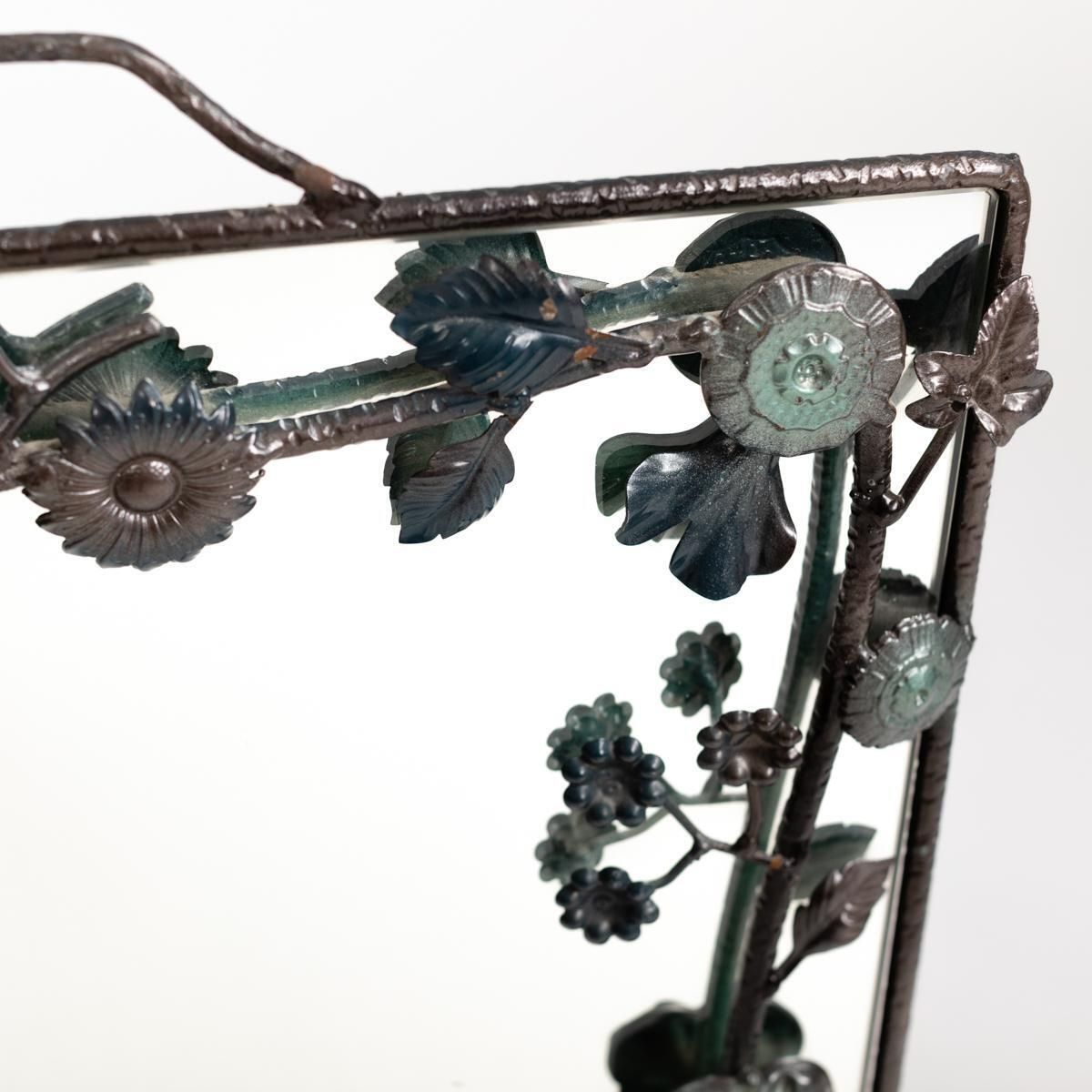 French Midcentury Bronze Naturalistic Designed Mirror For Lanvin Paris, 1970s photo furniture