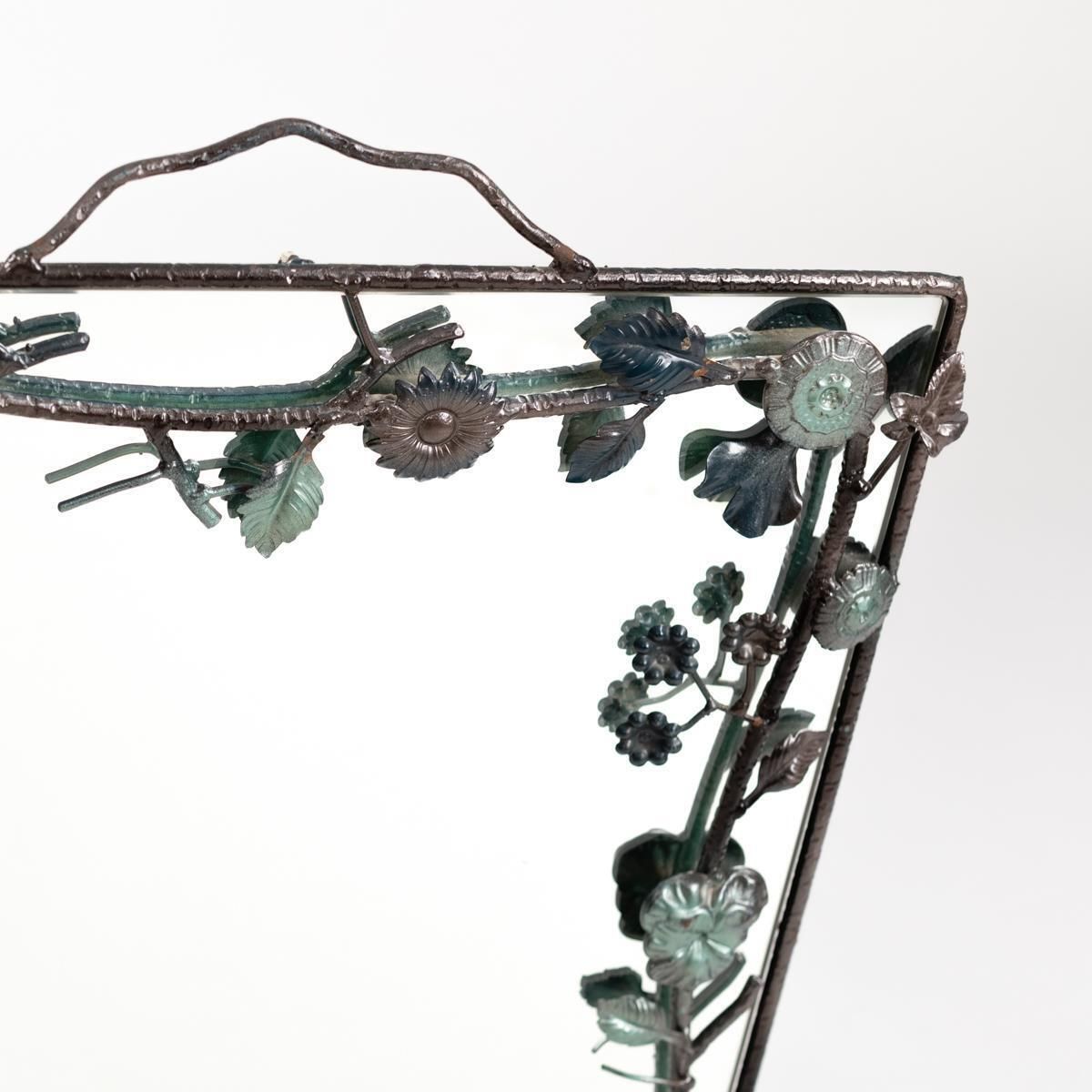 French Midcentury Bronze Naturalistic Designed Mirror For Lanvin Paris, 1970s photo for sale
