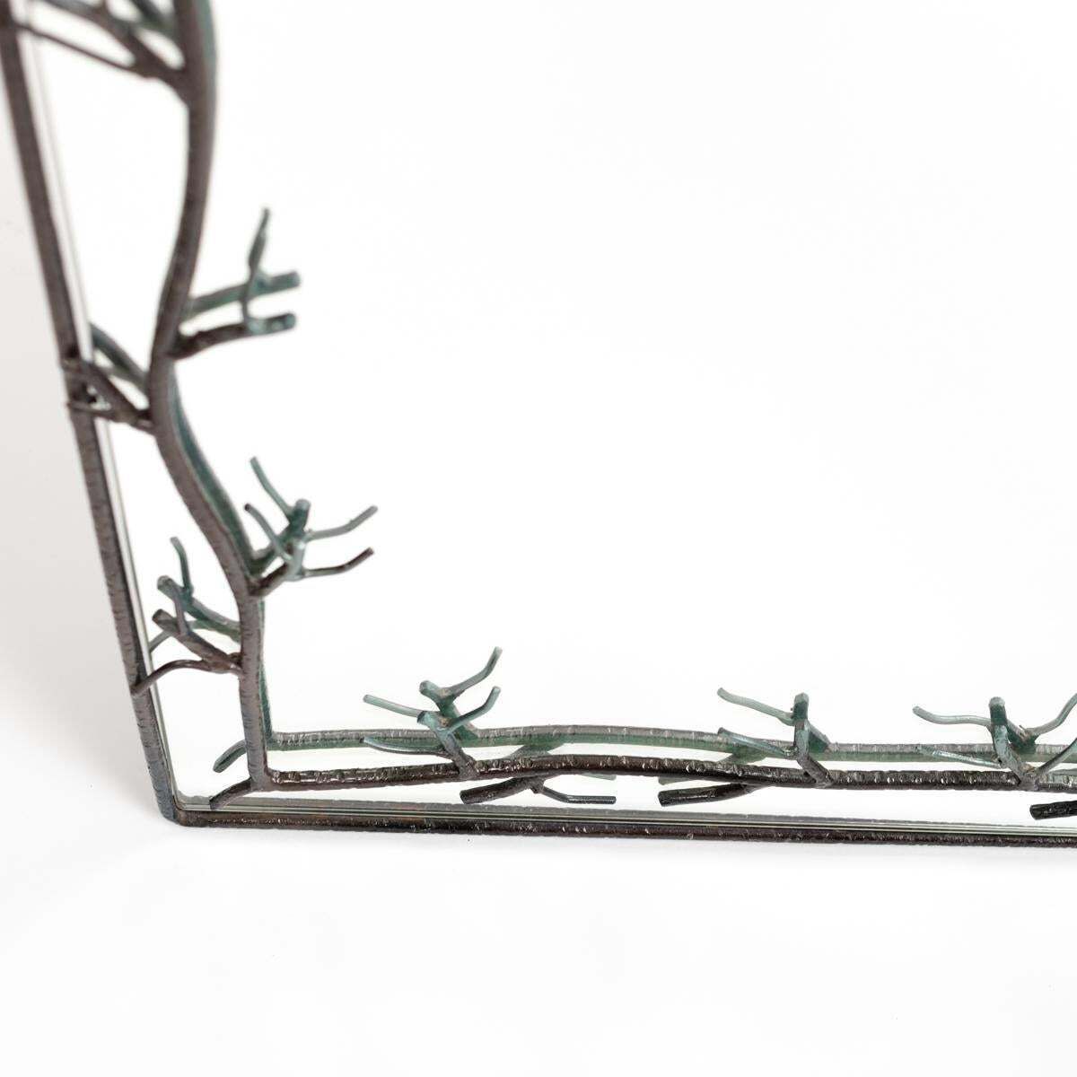 French Midcentury Bronze Naturalistic Designed Mirror For Lanvin Paris, 1970s photo Home Decor