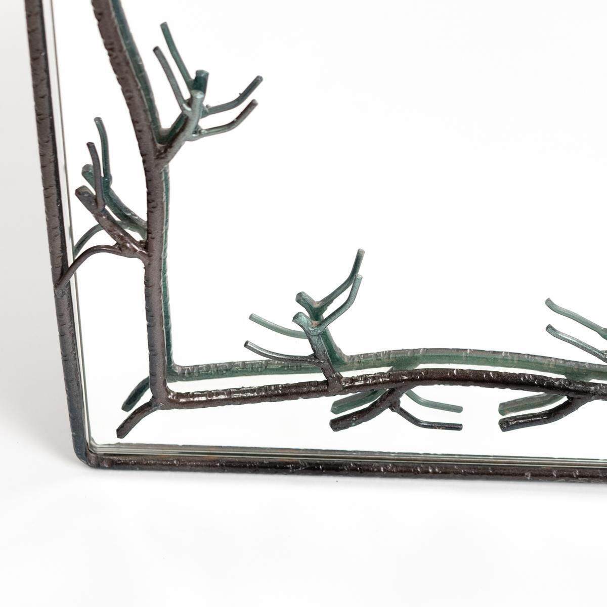 French Midcentury Bronze Naturalistic Designed Mirror For Lanvin Paris, 1970s photo vinterior