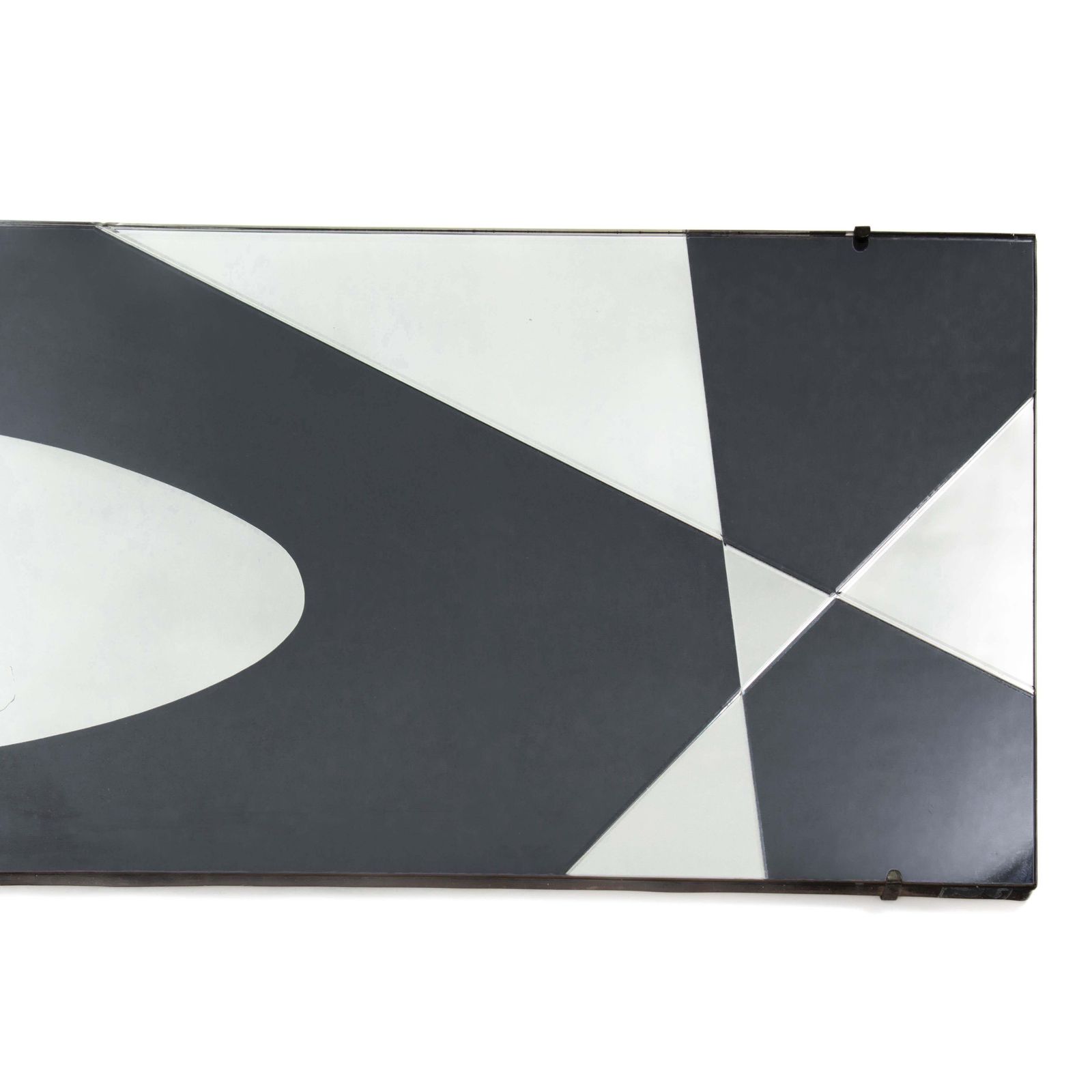 French Mid Century Graphic Mirror In Anthracite Silver By Jacques Hitier, 1960s photo vintage