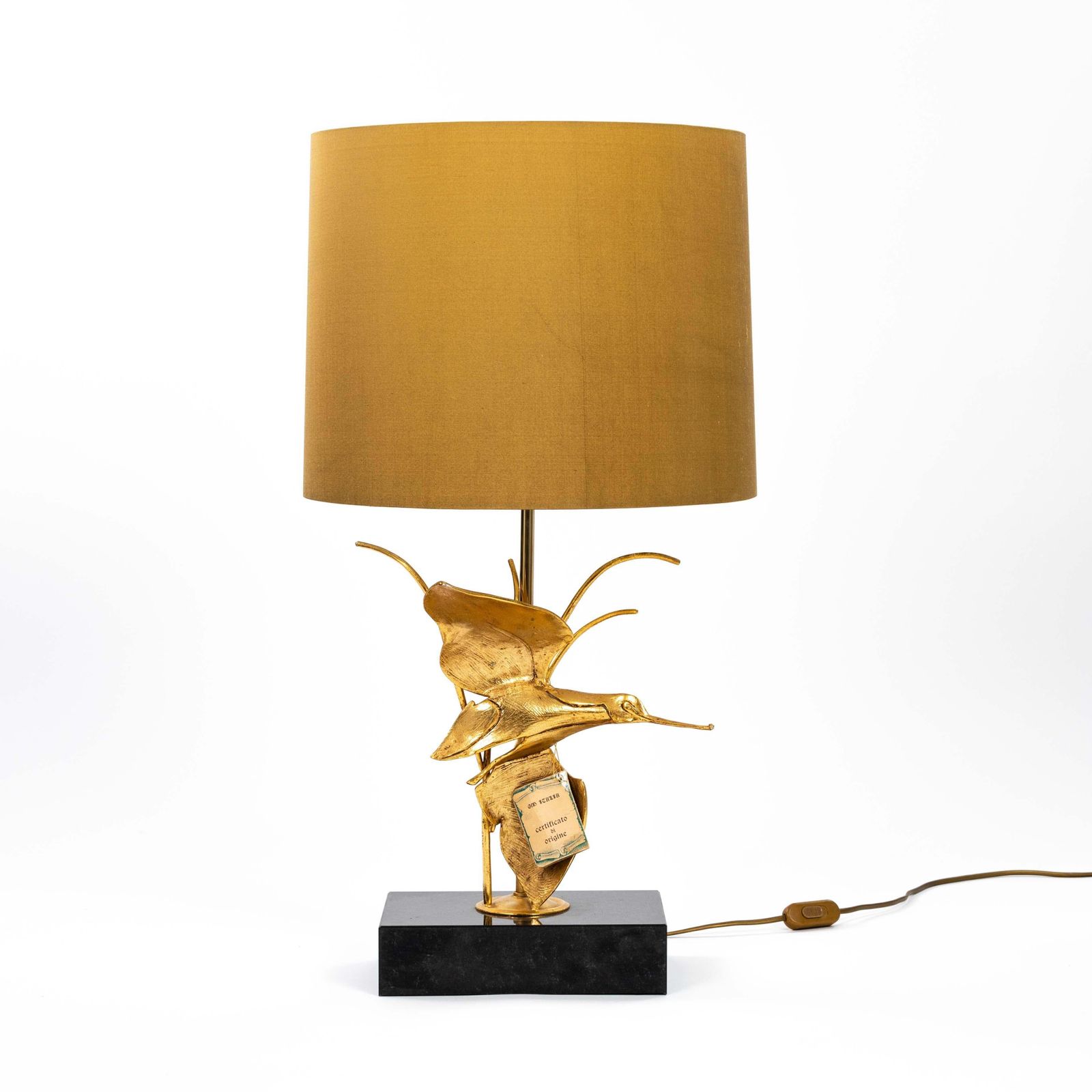 Italian Midcentury Gilded Brass Bird Table Lamp By Gm Italia 1950s photo furniture