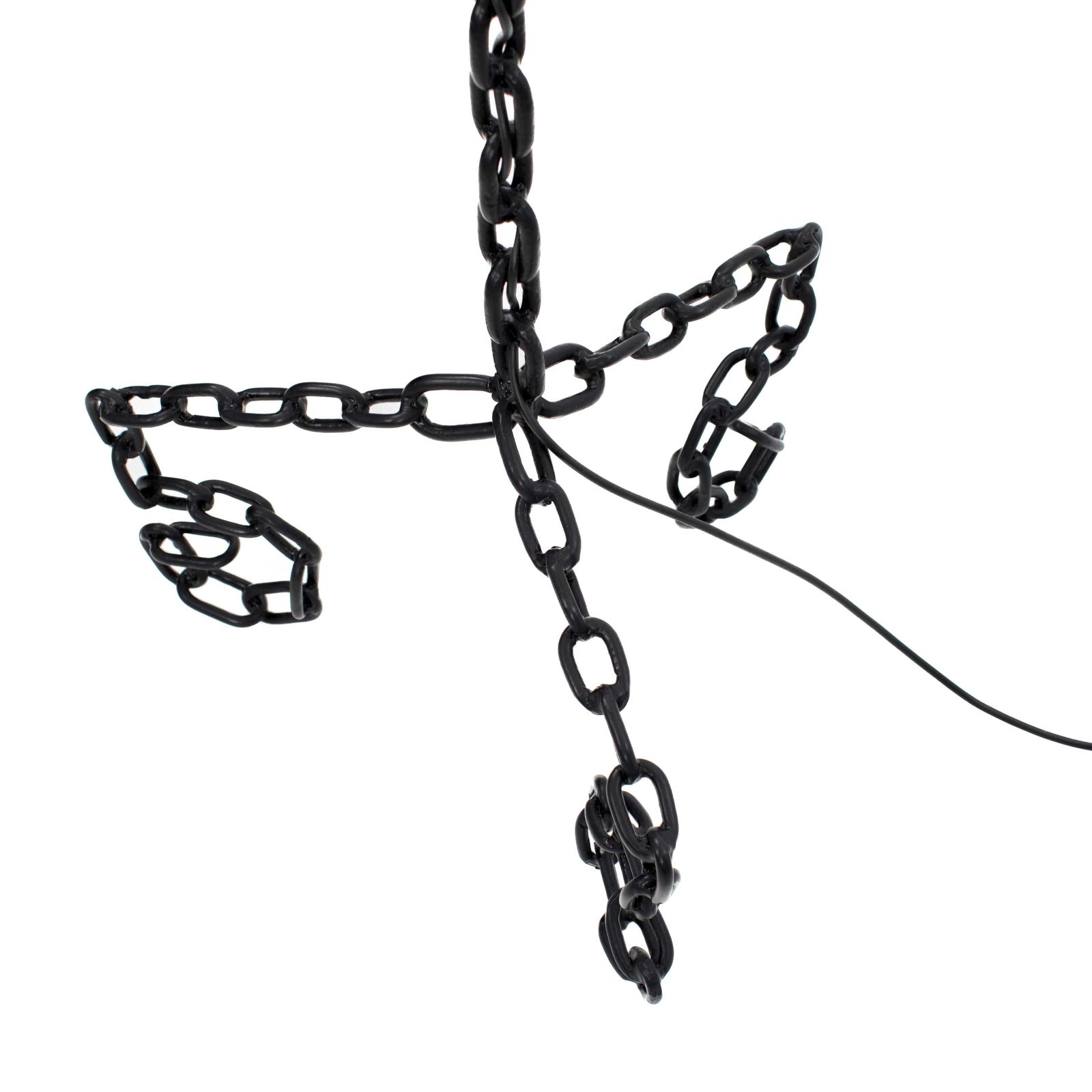 photo furniture French Brutalist Mid Century Black Iron Chain Floor Lamp White Silk Shade 1960s