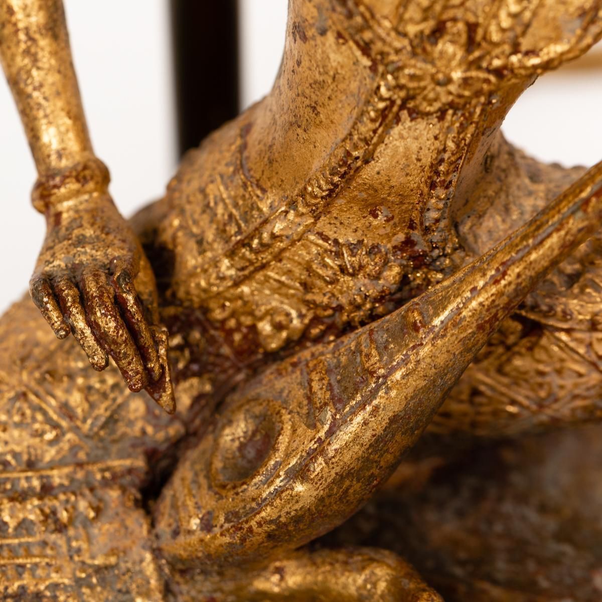 Lighting Asian Table Lamp Of A Sitting Temple Musicien Gilded Bronze Thailand 1920s photo