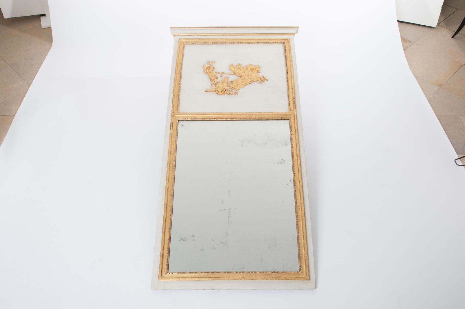 French 18th Century Classicistical Directoire Trumeau/Mirror In White/Gold Paint photo furniture