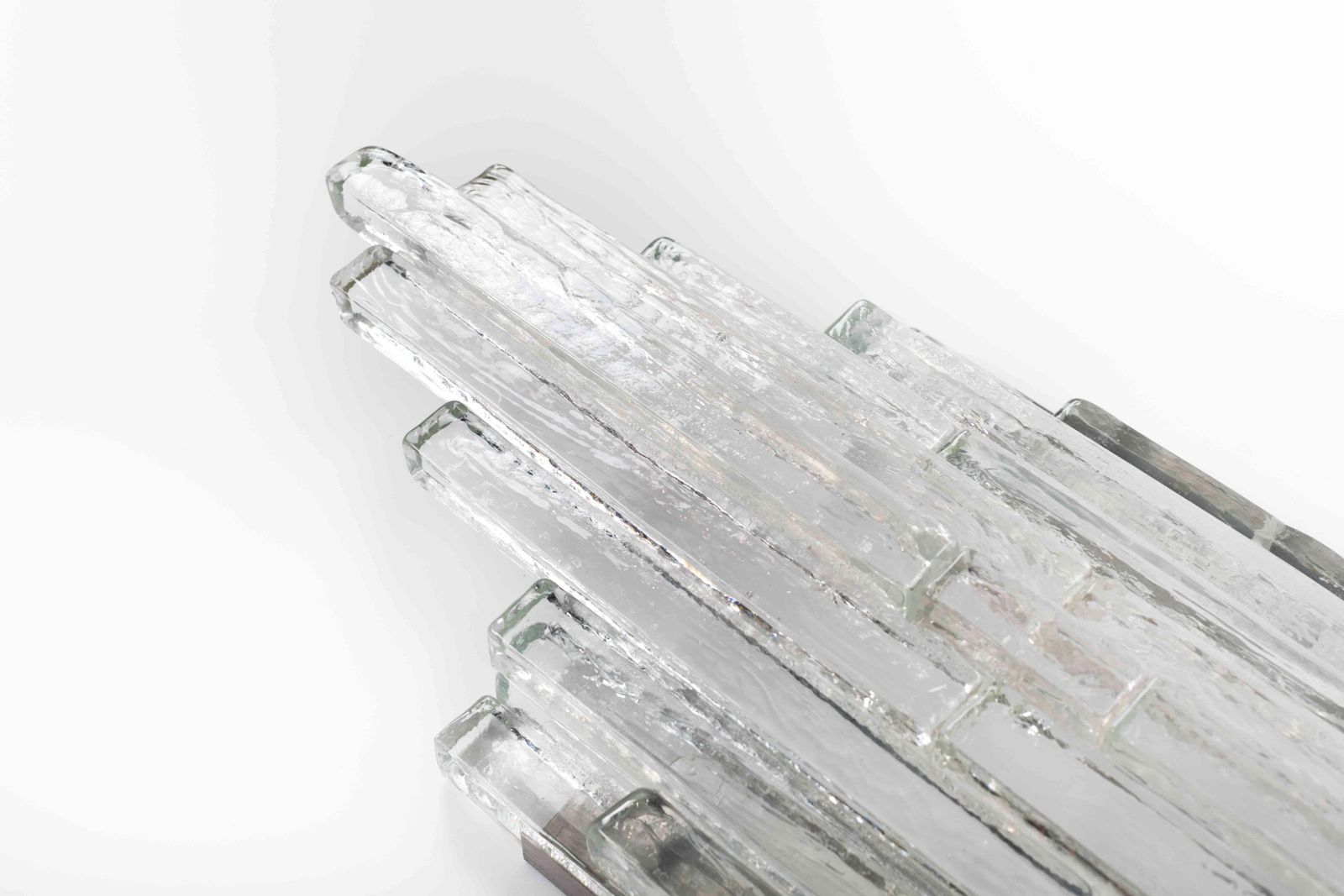 Set Of 3 Clear Murano Glass Wall Sconces By Albano Poli Italy For Poliarte 1960s photo vintage