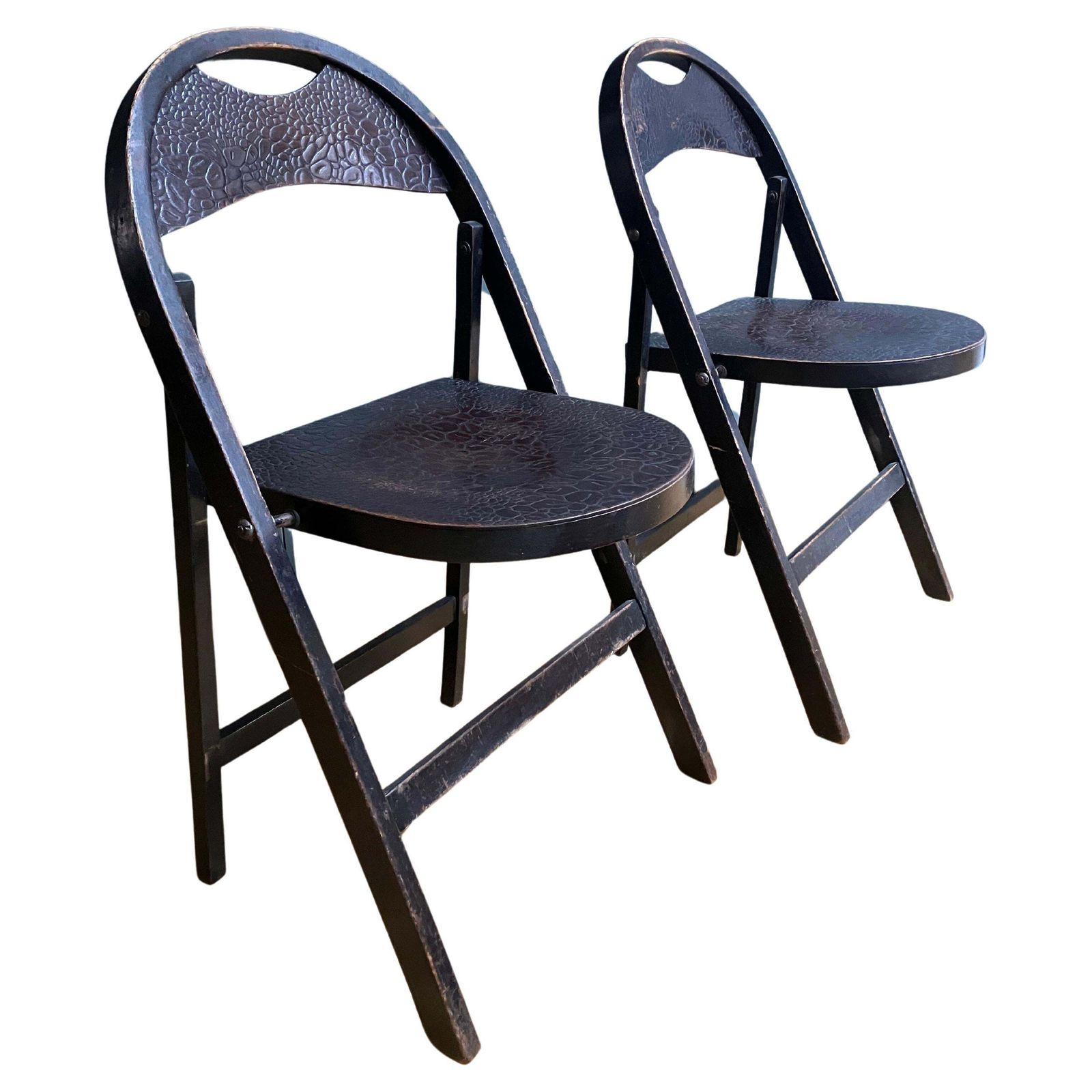 A Pair 1930's Thonet Crocodile Folding Chairs Bauhaus Era