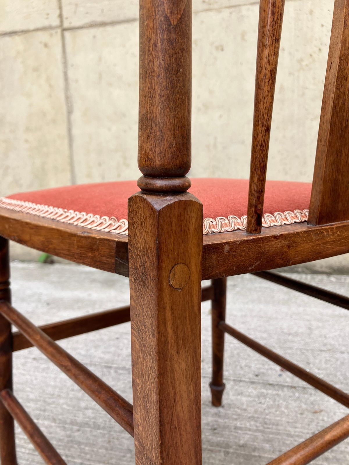 photo for sale English Antique Inlaid Mahogany Arts & Crafts Side Chair Bedroom Chair