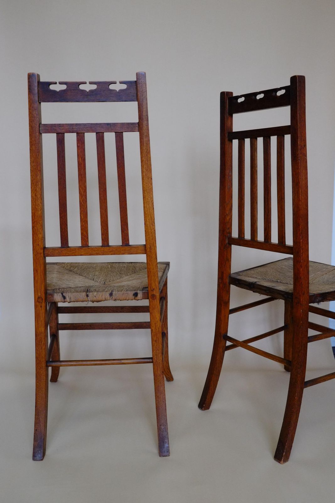 Pair Of Glagow School Arts & Crafts Oak Bedroom Side Chairs By E A Taylor photo Furniture