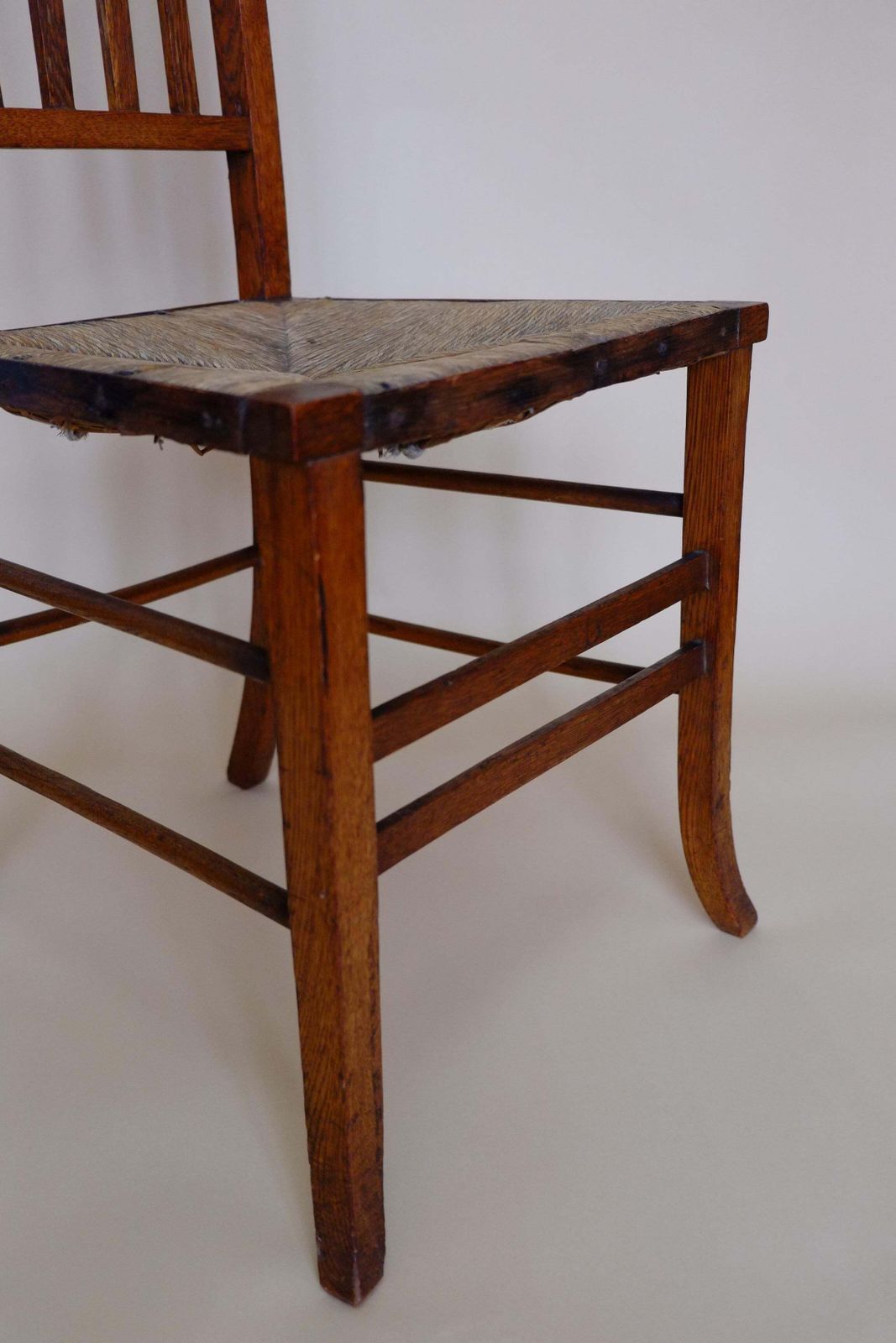 Furniture Pair Of Glagow School Arts & Crafts Oak Bedroom Side Chairs By E A Taylor photo