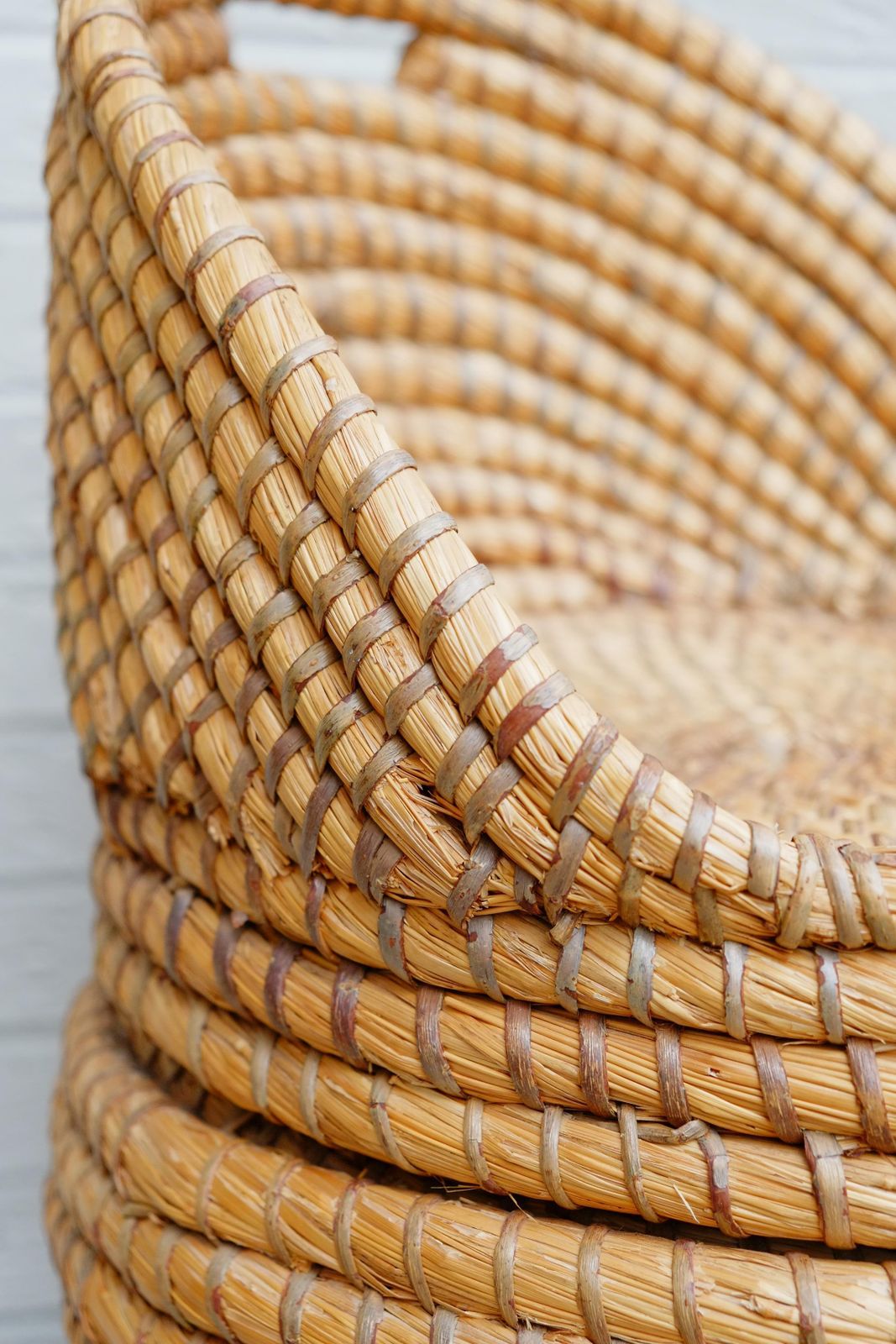 Bohemian Rattan Bedroom Chair   Reeded Hand Woven Straw Basket Chair photo vinterior