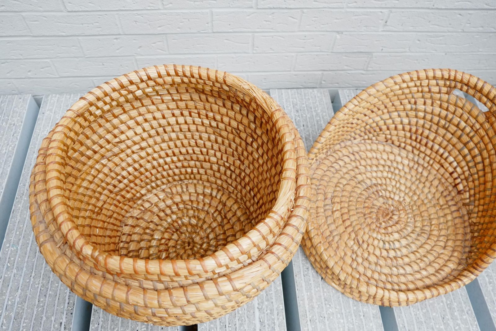 photo for sale Bohemian Rattan Bedroom Chair   Reeded Hand Woven Straw Basket Chair