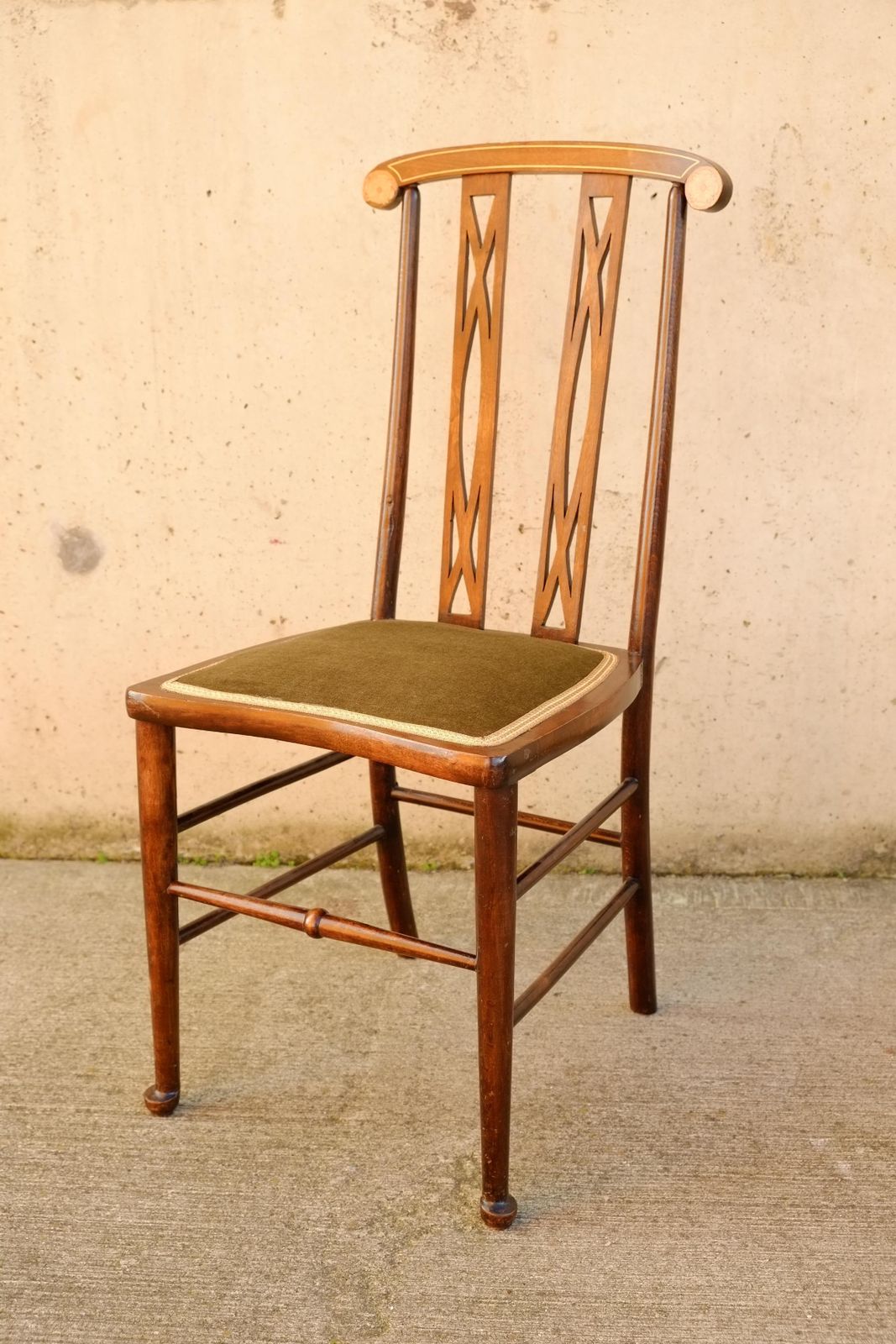 Exceptional English Inlaid Mahogany Arts & Crafts Side Chair Bedroom Chair photo for sale