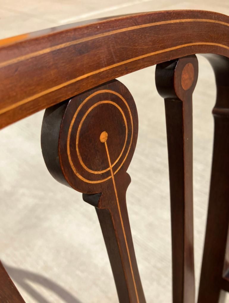photo furniture English Inlaid Mahogany Needlepoint Armchair \ Bedroom Side Chair