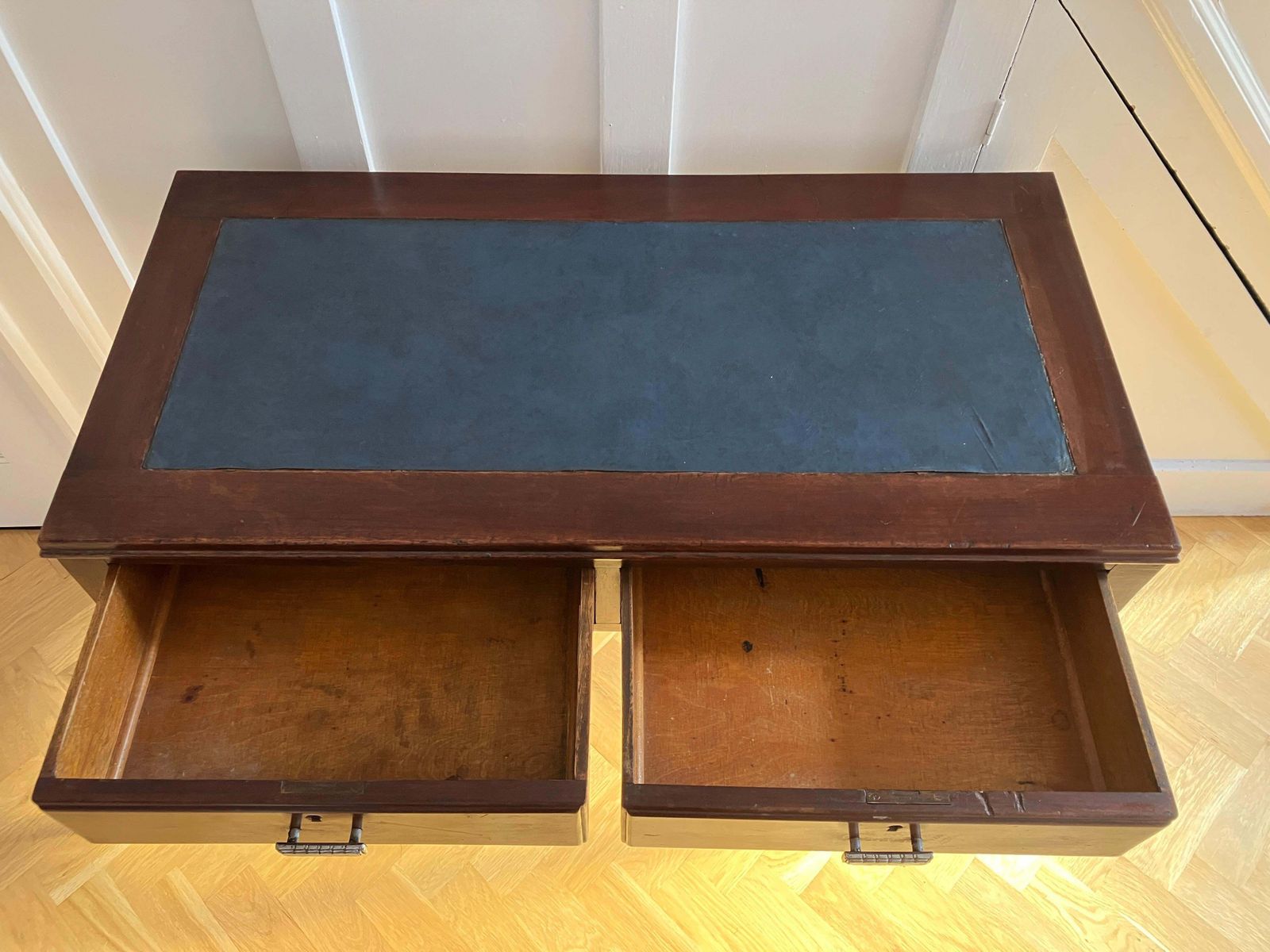 Furniture English Edwardian Mahogany Console Table / Desk With Cabriole Legs Sold By Heals photo