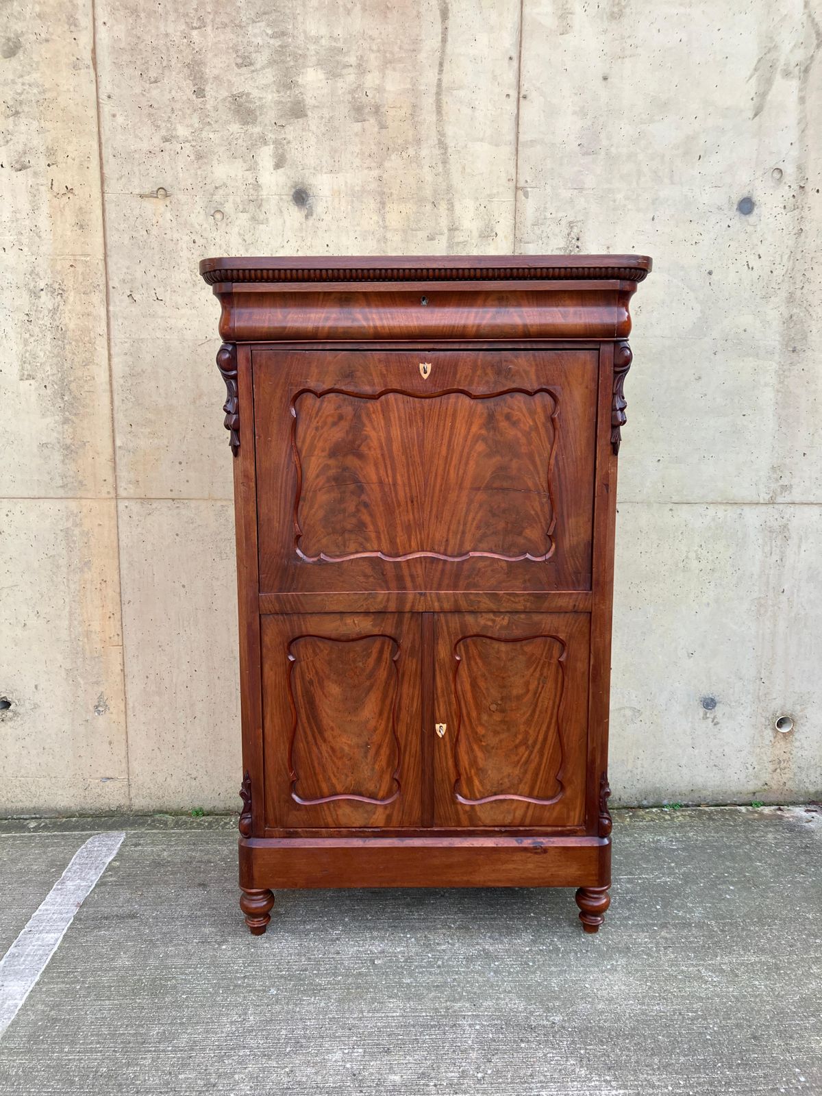 Antique French Secretaire / Bureau In Mahogany photo for sale