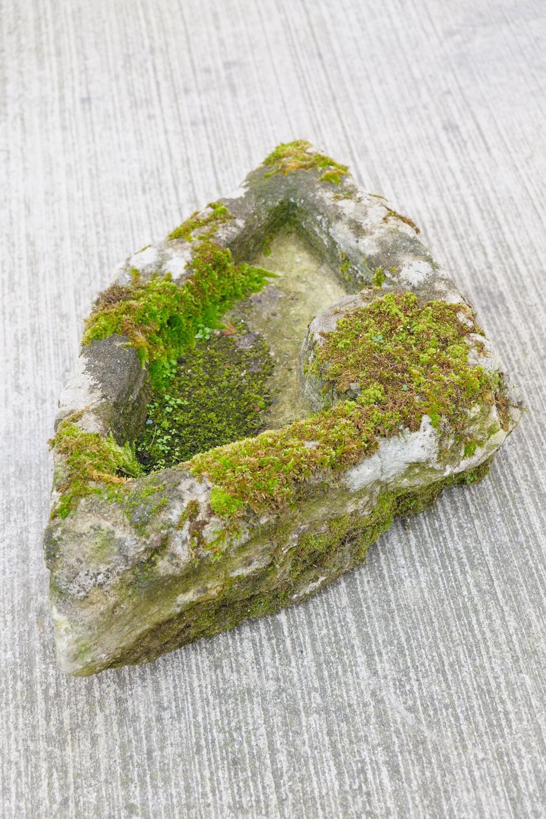 Primitive Carved Stone Trough, Weathered Planter, Bonsai Pot photo vinterior