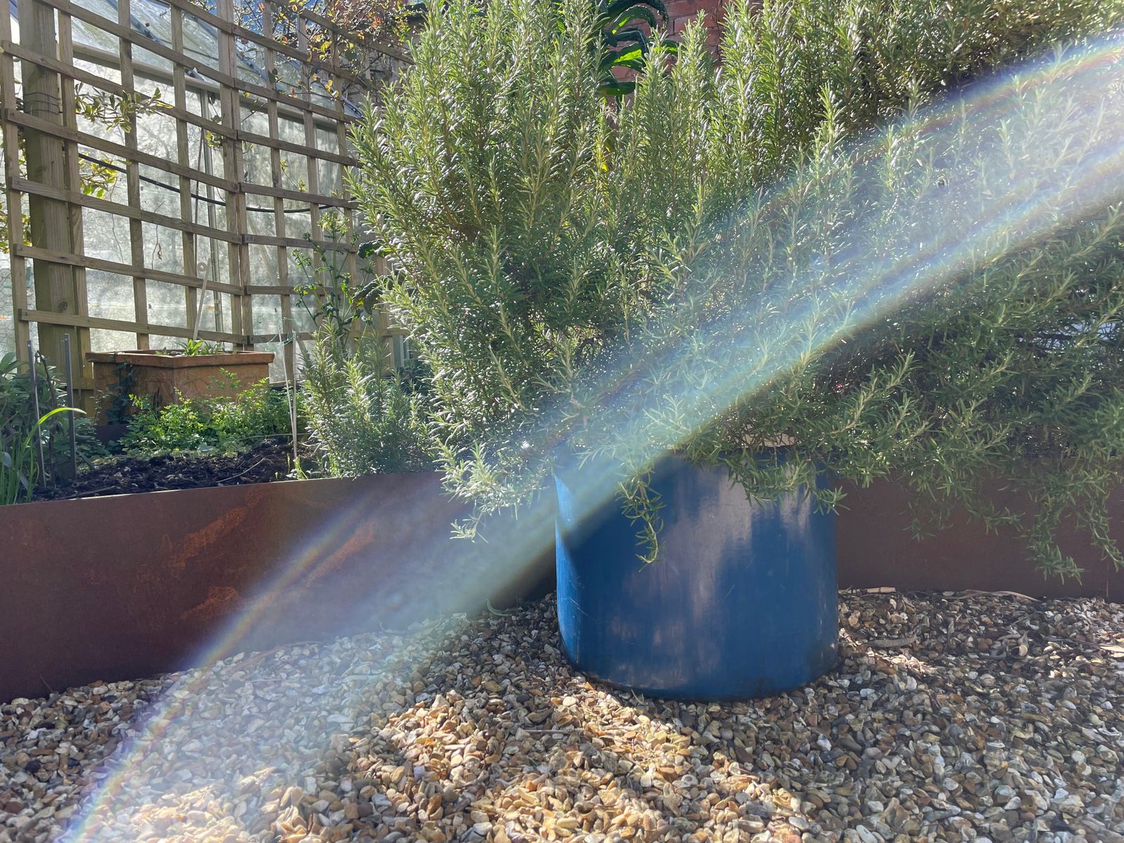 Extra Large Vintage Industrial Royal Blue Enamelled Metal Planter photo vintage