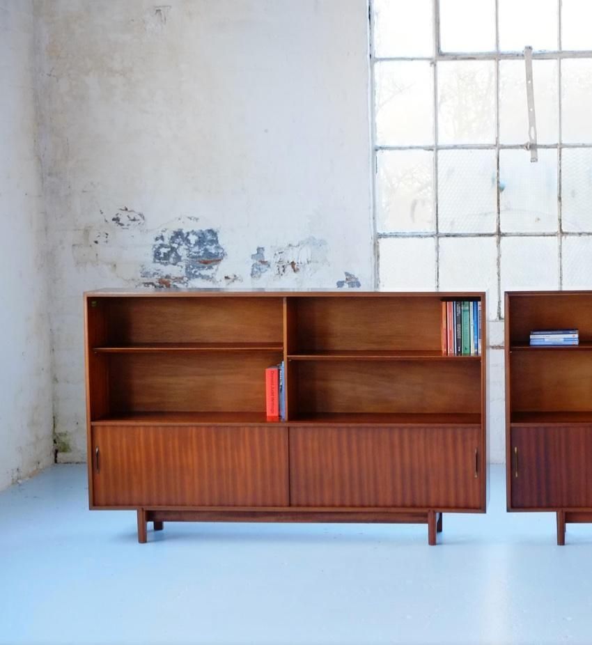 Mid Century Modern Sliding Glass Door Bookcase Cabinet Robert Heritage photo furniture