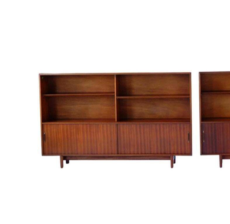 Furniture Mid Century Modern Sliding Glass Door Bookcase Cabinet Robert Heritage photo