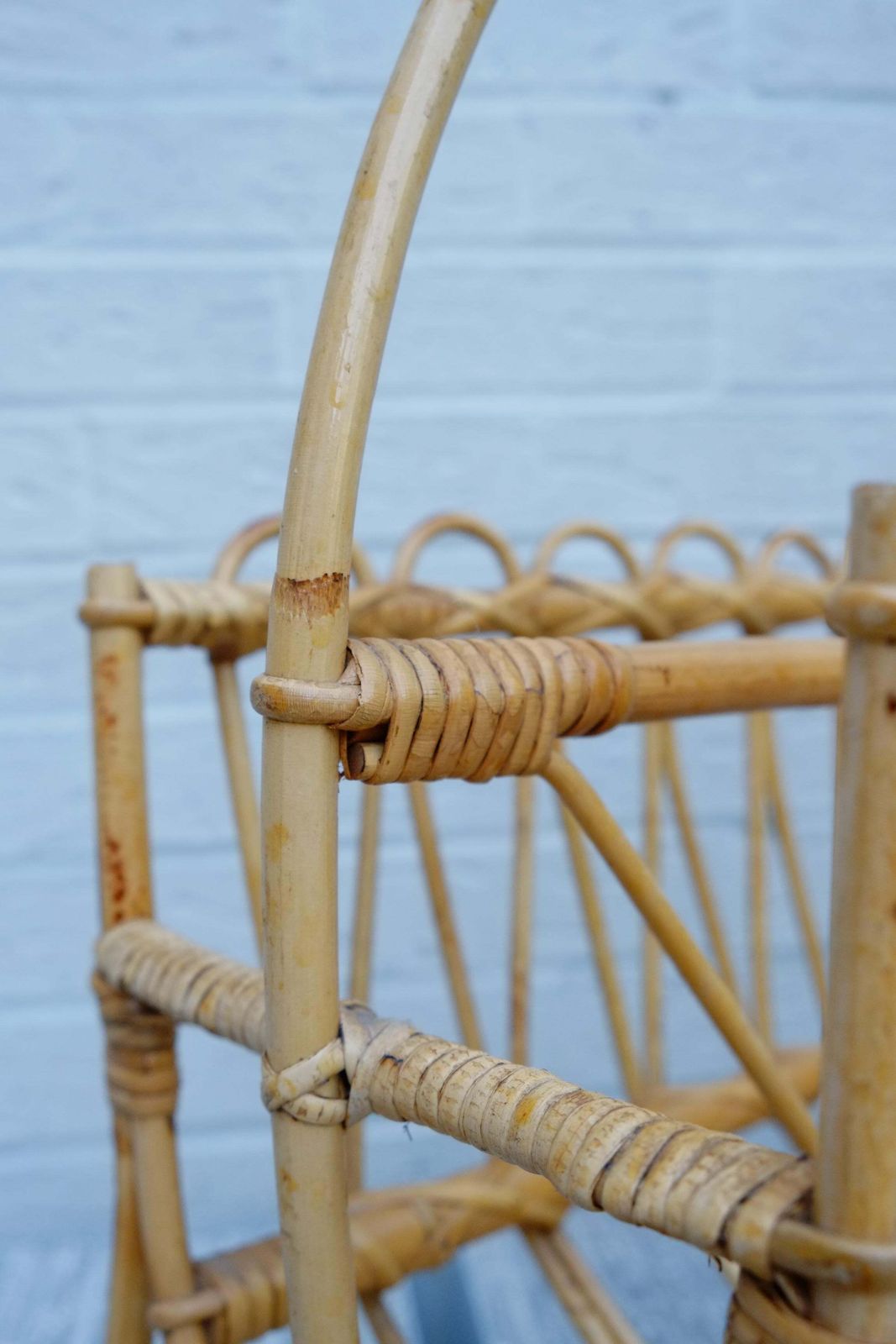 Bamboo Rattan Bohemian Midcentury Magazine Rack photo buy