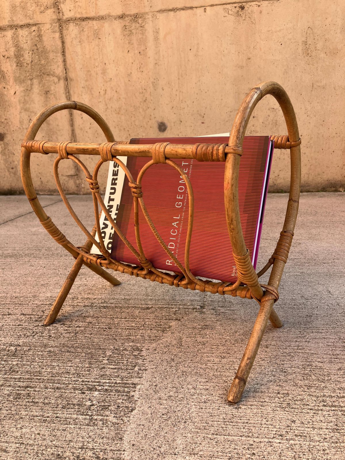 Mid Century Vintage Bamboo Magazine Book Rack French Riviera photo vinterior