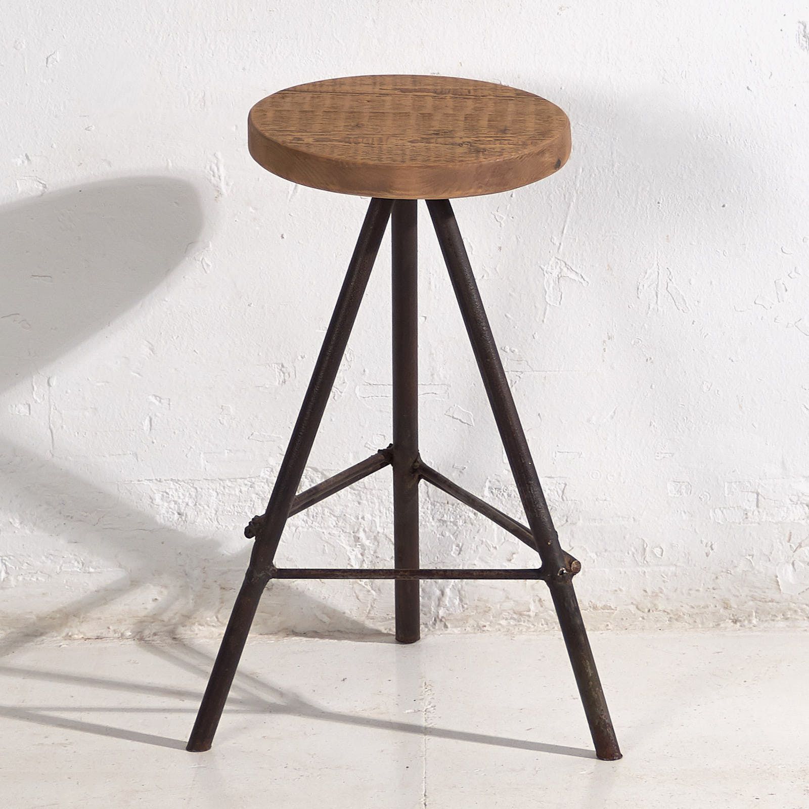 Round Industrial Style Stool (C.1960) #1