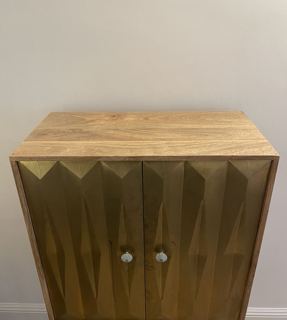 Avant Garde Furniture   India Brass Geometric Bar Cabinet photo buy