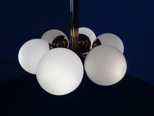 Sputnik Brass And Glass Ceiling Chandelier From Kaiser Idell / Kaiser Leuchten, Germany, 1960s photo 1255.0