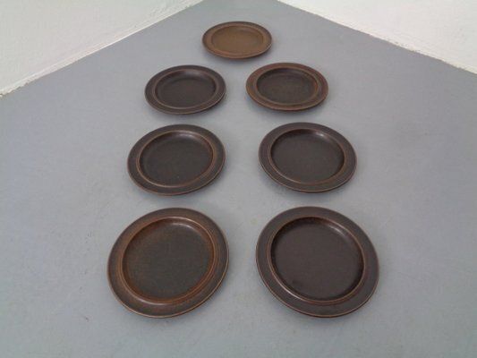 Ruska Plates By Ulla Procope For Arabia, Set Of 7, Finland, 1960s , Set Of 7