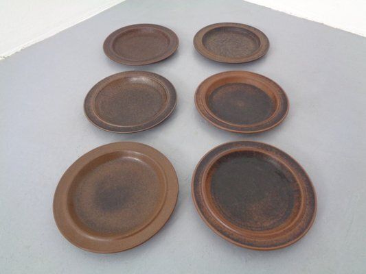 Ruska Plates By Ulla Procope For Arabia, Set Of 6, Finland, 1960s , Set Of 6
