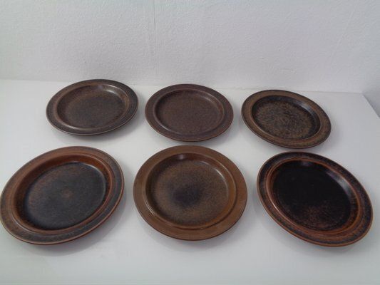 Ruska Plates By Ulla Procope For Arabia, Set Of 6, Finland, 1960s , Set Of 6 photo furniture