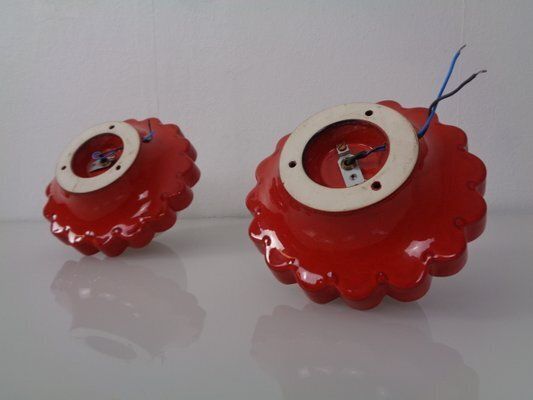 photo vintage Pop Art Studio Ceramic & Glass Flower Wall Lamps, Germany, 1960s, Set Of 2