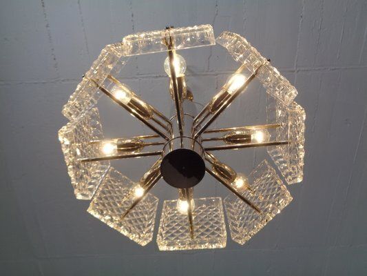 1046.0 Swedish Glass Chandelier From Orrefors, 1960s photo