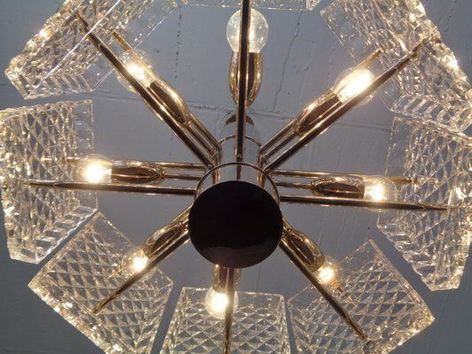 photo vinterior Swedish Glass Chandelier From Orrefors, 1960s