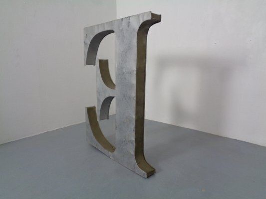 Large Industrial Letter E In Aluminum, 1960s photo Home Decor