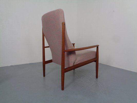 1883.0 Set Of Set Of Teak High Back Chair And Ottoman By Grete Jalk For France & Son, 1960s photo
