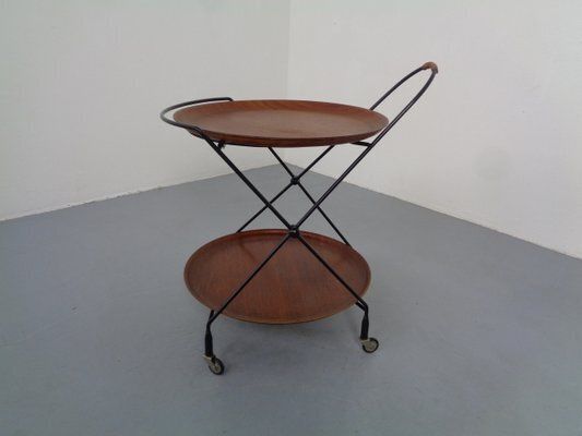 Mid Century Teak And Metal Serving Bar Cart By Paul Nagel For Jie Gantofta, Sweden, 1960s photo furniture
