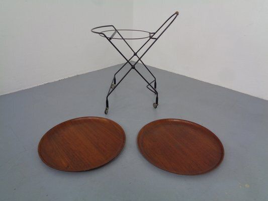 Furniture Mid Century Teak And Metal Serving Bar Cart By Paul Nagel For Jie Gantofta, Sweden, 1960s photo