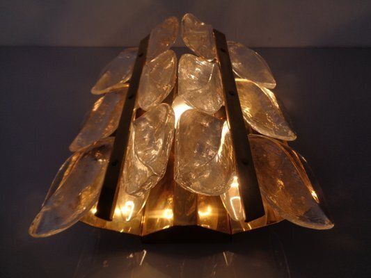 Austrian Florida Glass And Brass Sconce By J.T. Kalmar For Kalmar Franken Kg, 1960s photo vintage