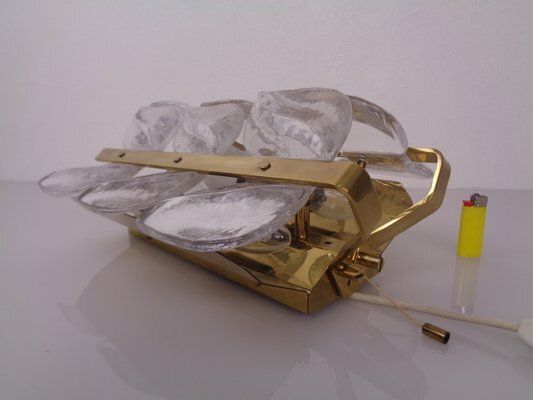 Lighting Austrian Florida Glass And Brass Sconce By J.T. Kalmar For Kalmar Franken Kg, 1960s photo