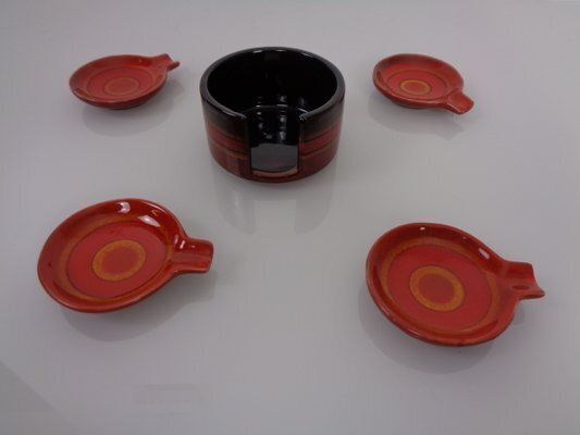 Pop Art Ceramic Ashtrays By Romolo Verzolini For Questa Maiolica, Italy, 1970s, Set Of 5 photo furniture