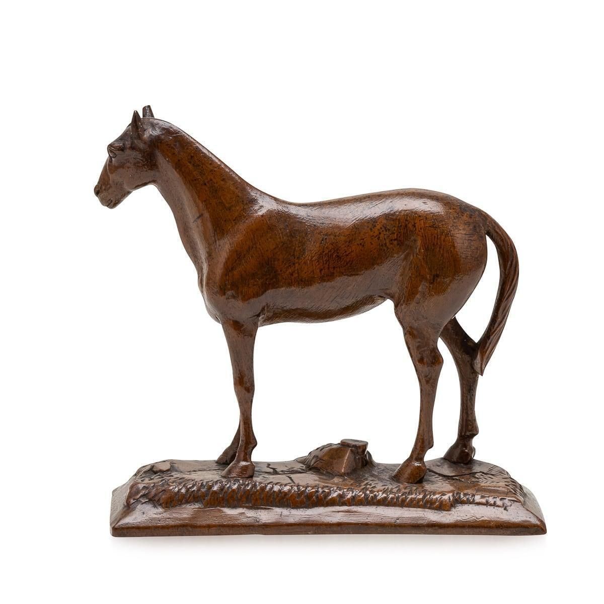Antique 20th Century Victorian English Carved Walnut Horse C.1900 photo Art