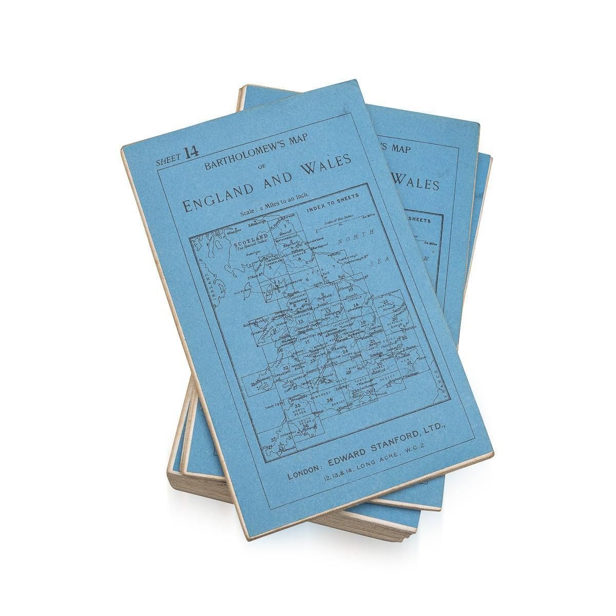 photo for sale 20thc Leather Cased Collection Of Bartholomew Maps Of Great Britain C.1920