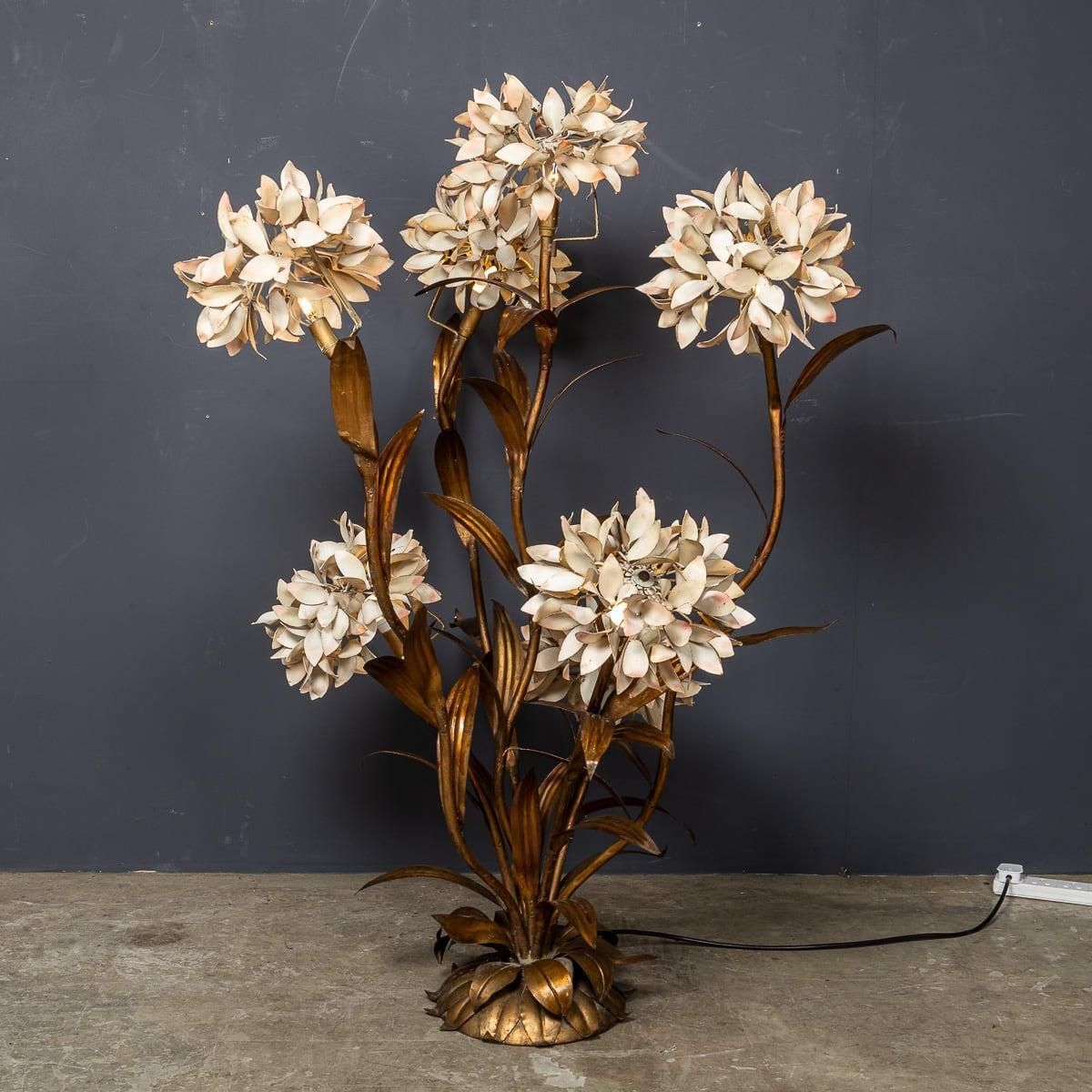 20th Century Italian Gilt Metal & Enamel Floor Lamp C.1950 photo furniture