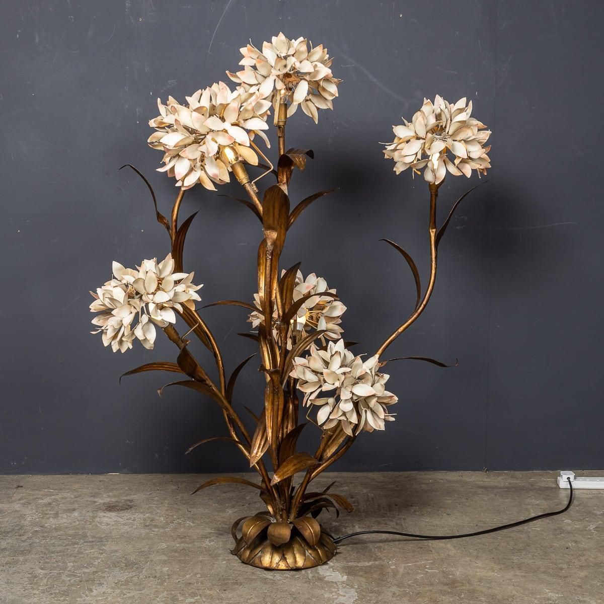 20th Century Italian Gilt Metal & Enamel Floor Lamp C.1950 photo for sale