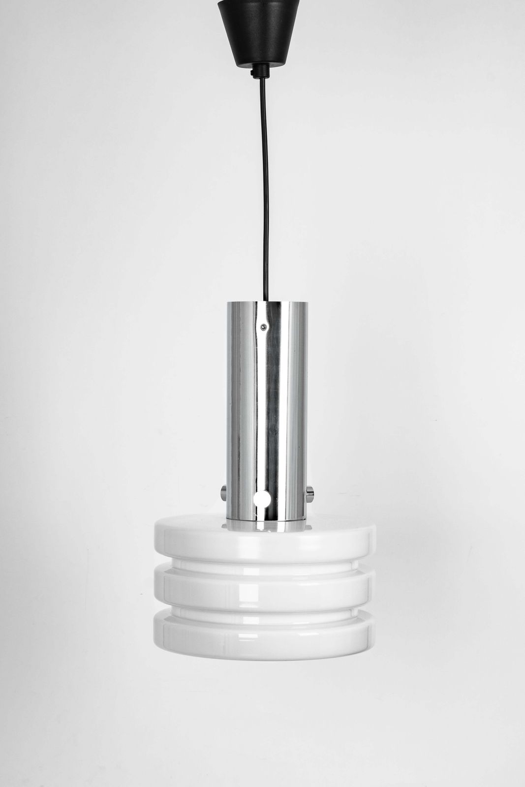 1 Of 2 Petite Opal Glass Pendant Light By Limburg, Germany, 1960s photo furniture