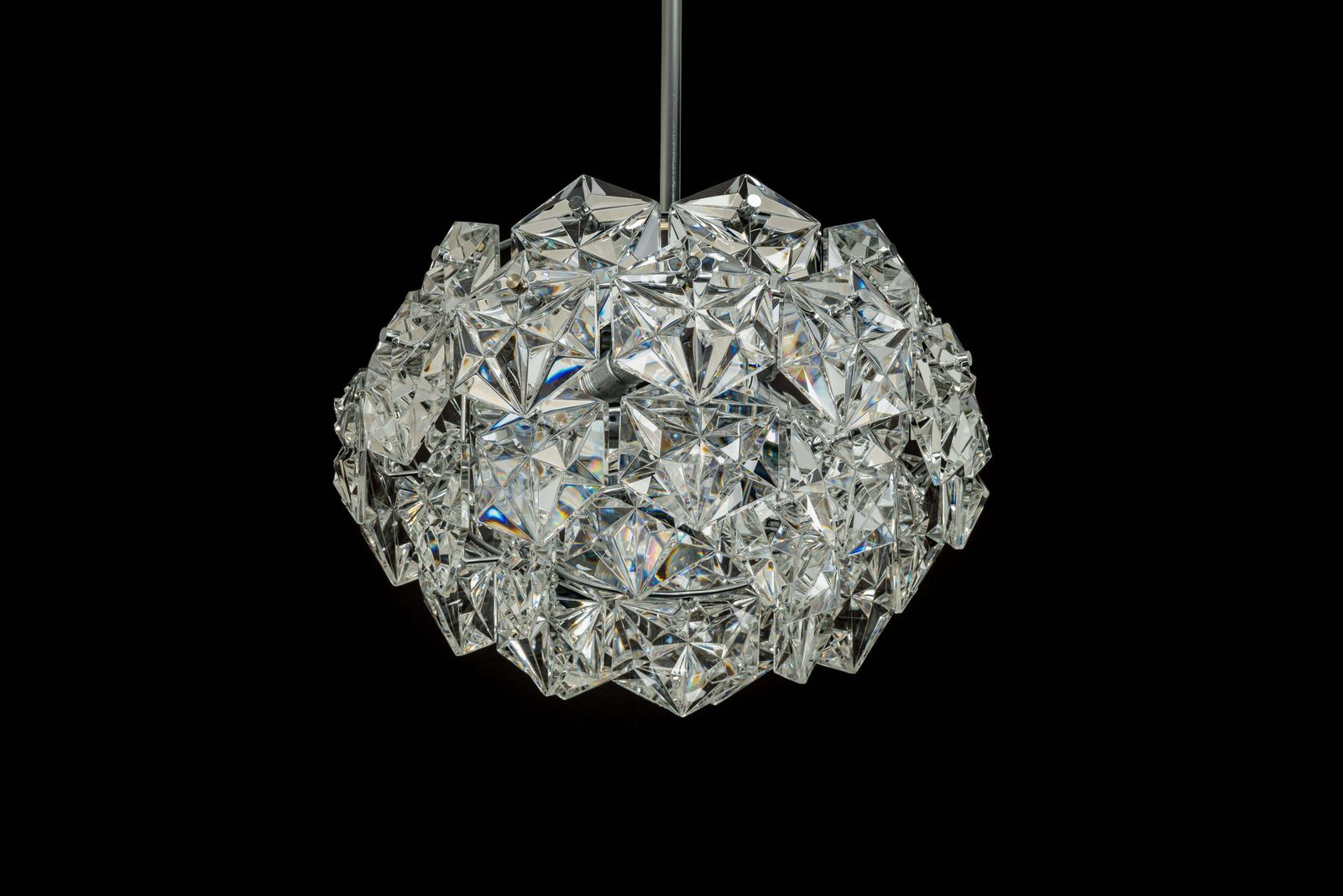photo for sale Petite Stunning Pendant, Chrome And Crystal Glass By Kinkeldey, Germany, 1970